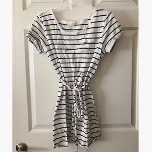 Navy & Off-white Striped Dress